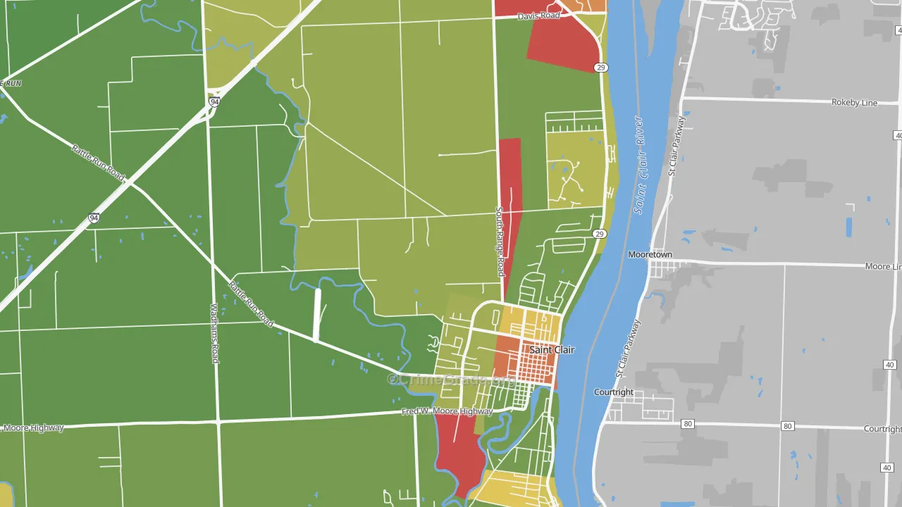 St. Clair, MI Map of Assault Rates