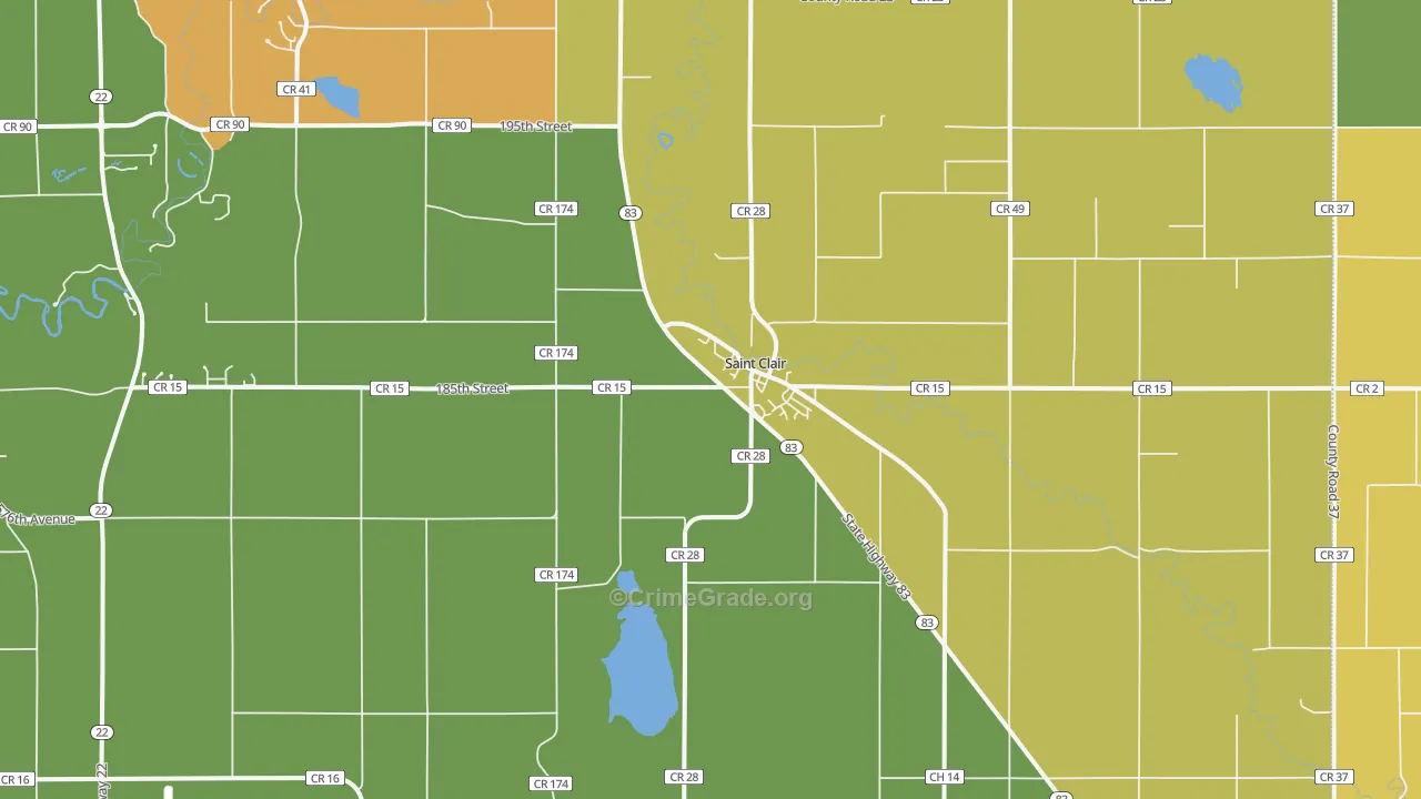 St. Clair, MN Map of Assault Rates