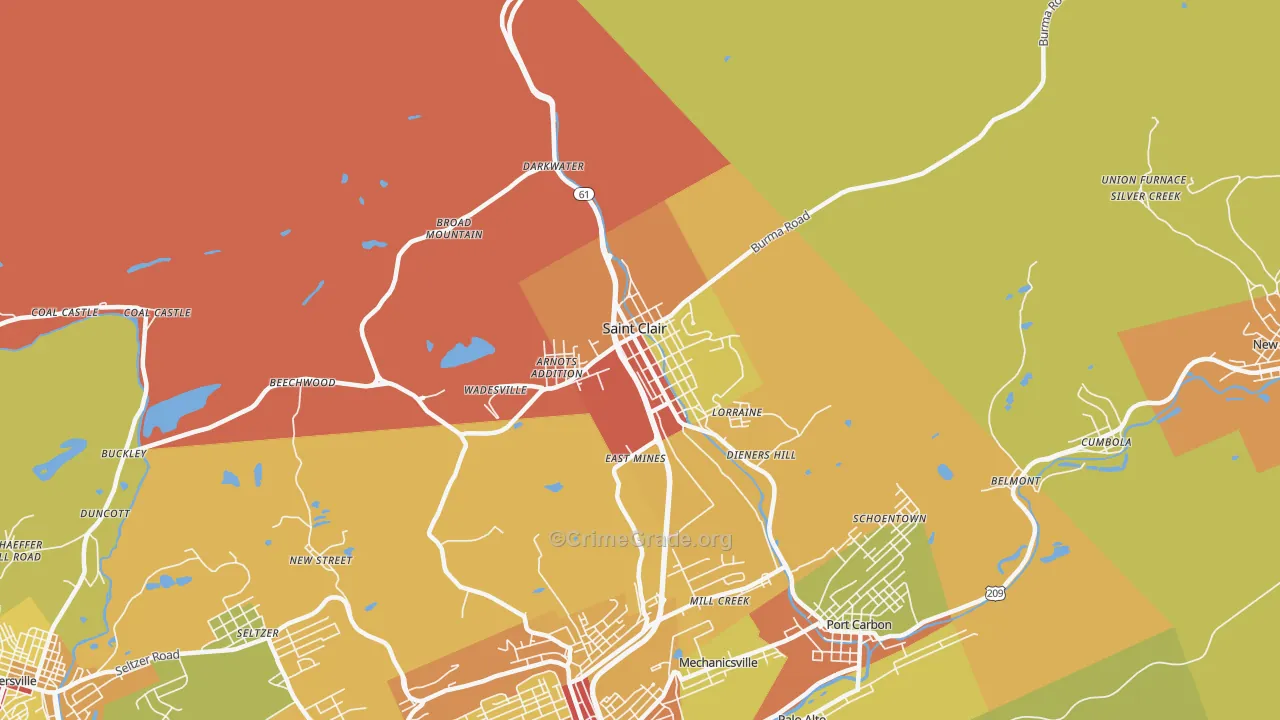 St. Clair, PA Map of Assault Rates
