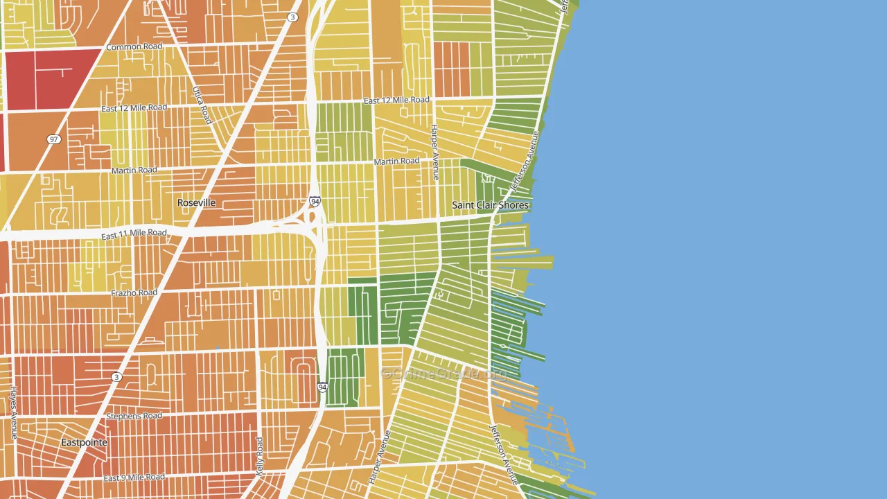 St. Clair Shores, MI Map of Assault Rates