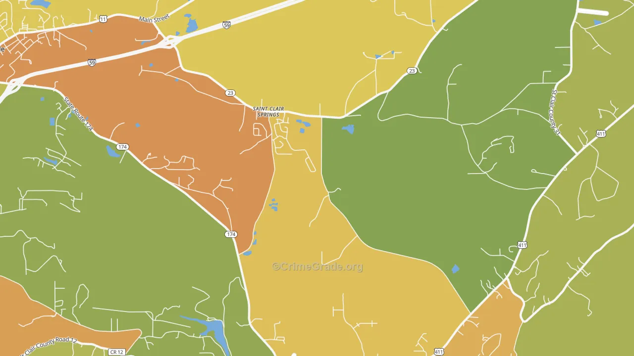 St. Clair Springs, AL Map of Assault Rates