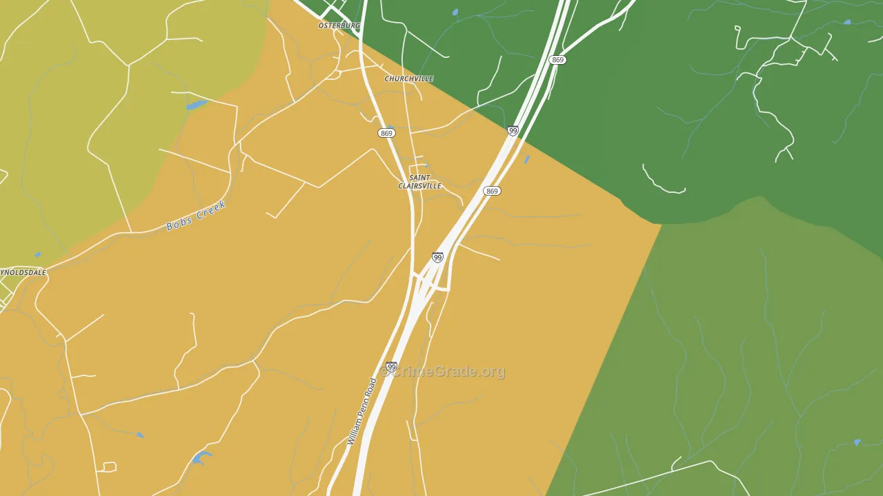 St. Clairsville, PA Map of Assault Rates