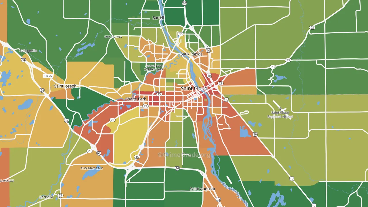 St. Cloud, MN Map of Assault Rates