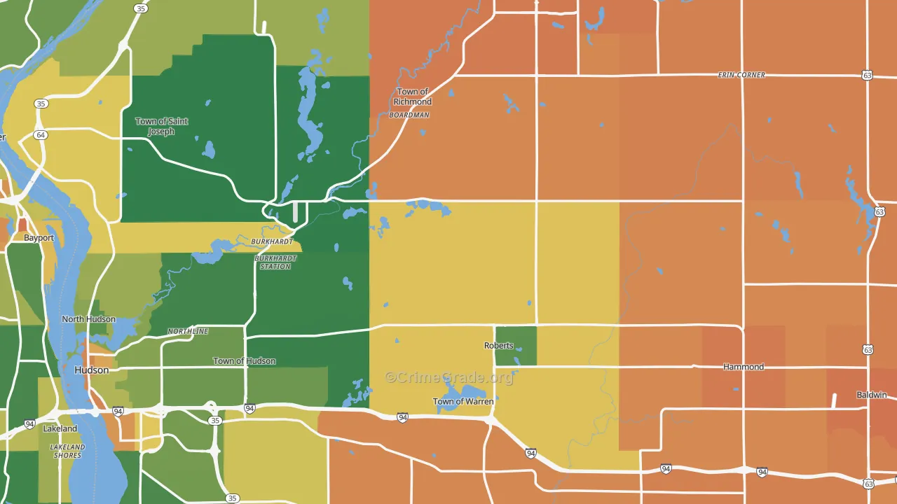 St. Croix County, WI Map of Assault Rates