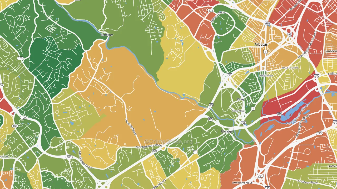 St Denis, Catonsville, MD Map of Assault Rates
