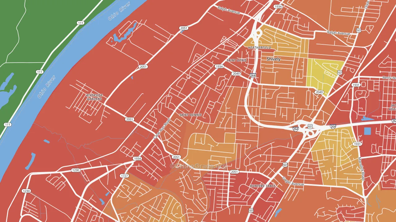 St. Dennis, Louisville, KY Map of Assault Rates