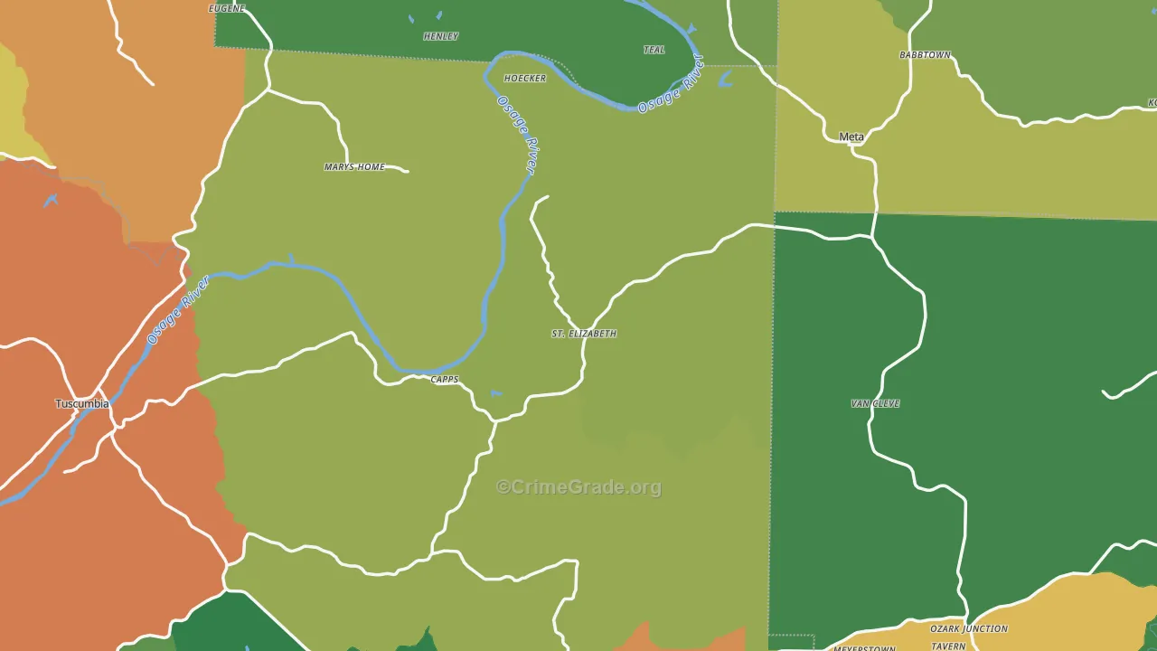 St. Elizabeth, MO Map of Assault Rates