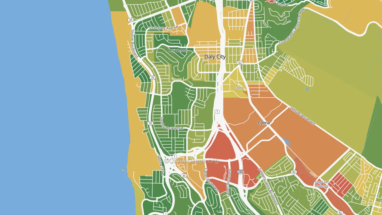 St. Francis, Daly City, CA Map of Assault Rates