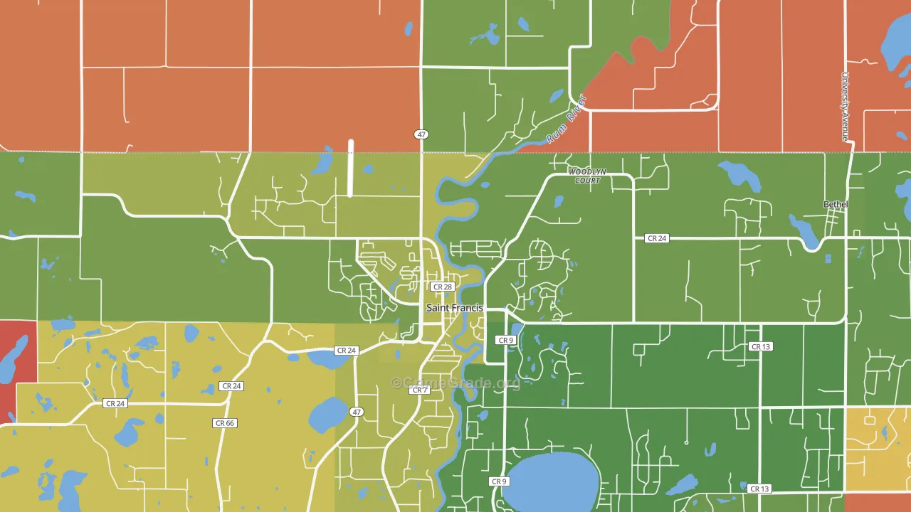 St. Francis, MN Map of Assault Rates