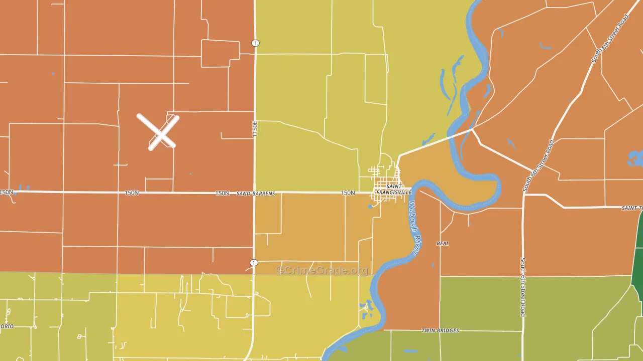 St. Francisville, IL Map of Assault Rates
