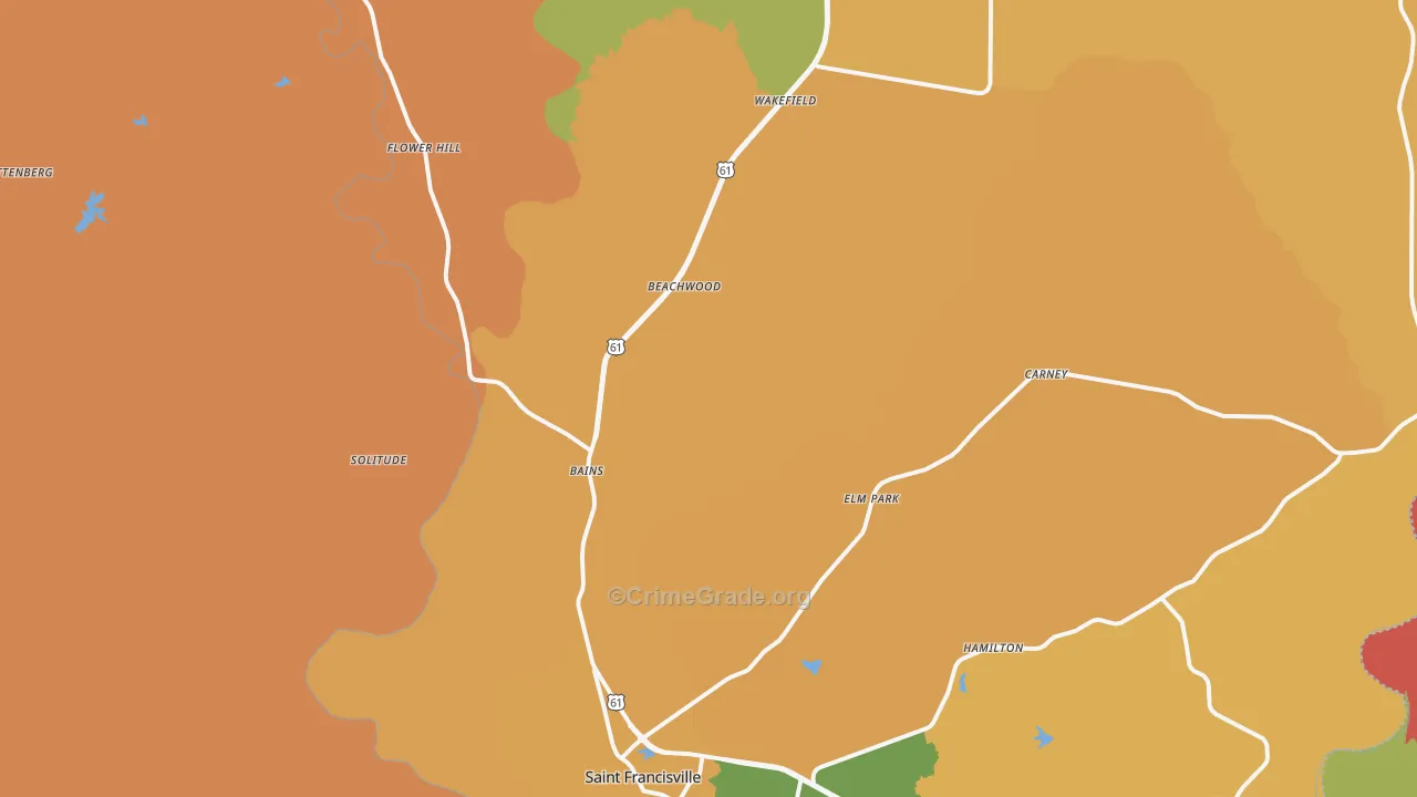 St. Francisville, LA Map of Assault Rates