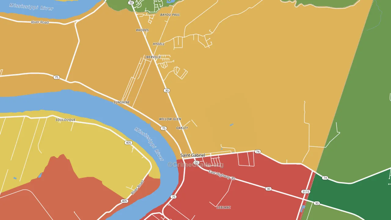 St. Gabriel, LA Map of Assault Rates