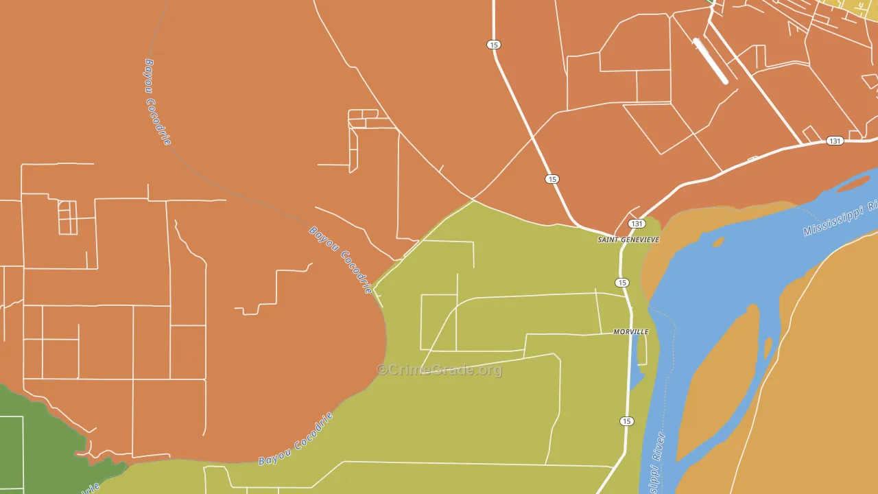 St. Genevieve, LA Map of Assault Rates