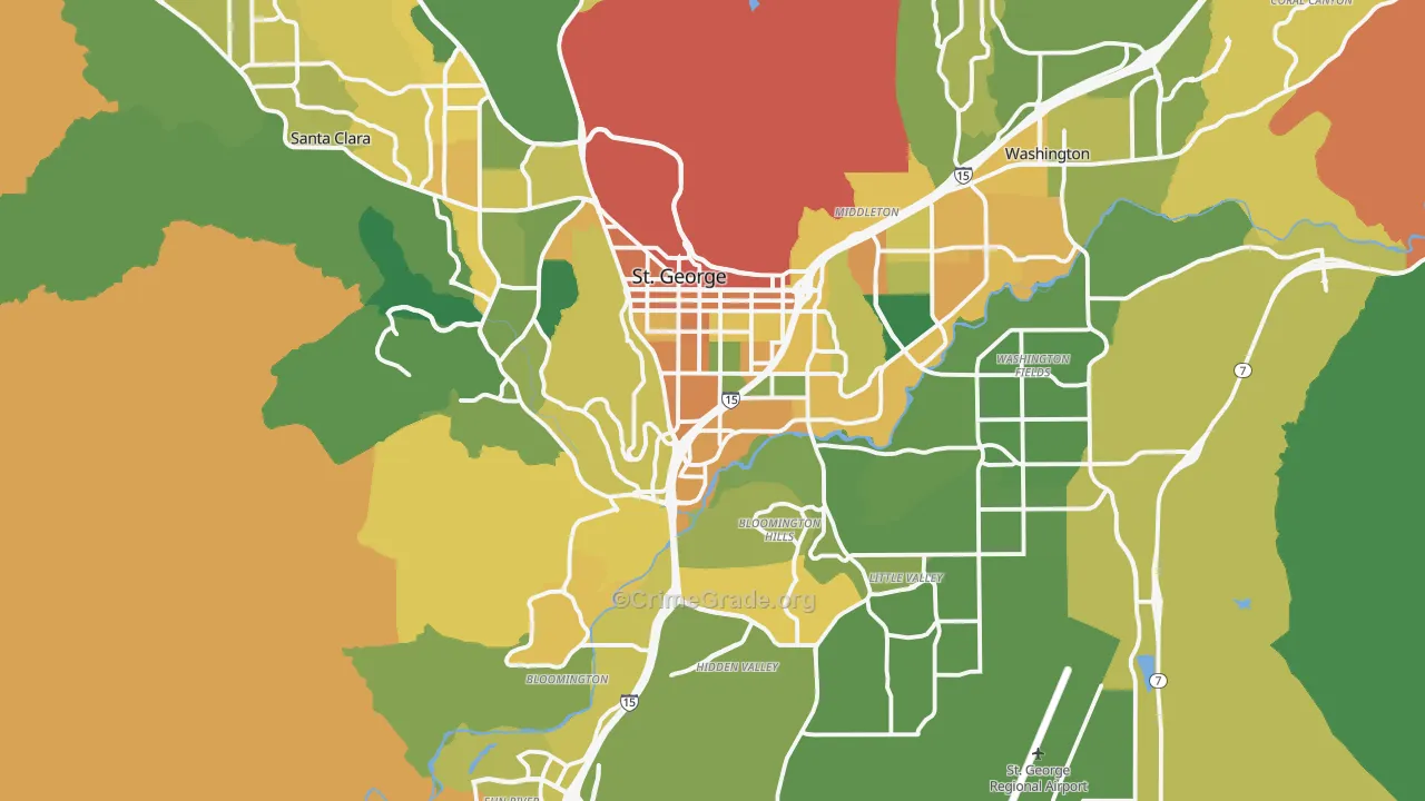 St. George, UT Map of Assault Rates