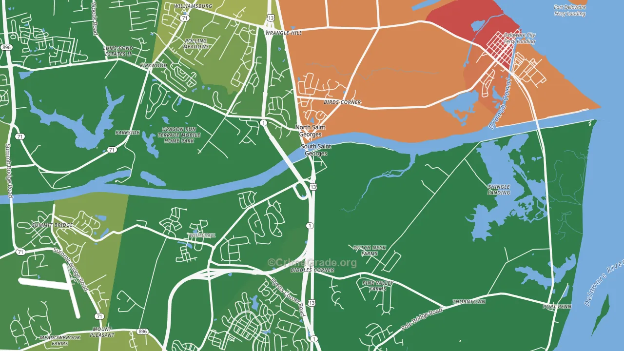 St. Georges, DE Map of Assault Rates