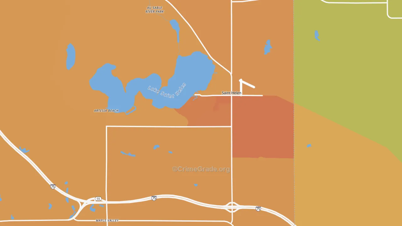 St. Helen, MI Map of Assault Rates