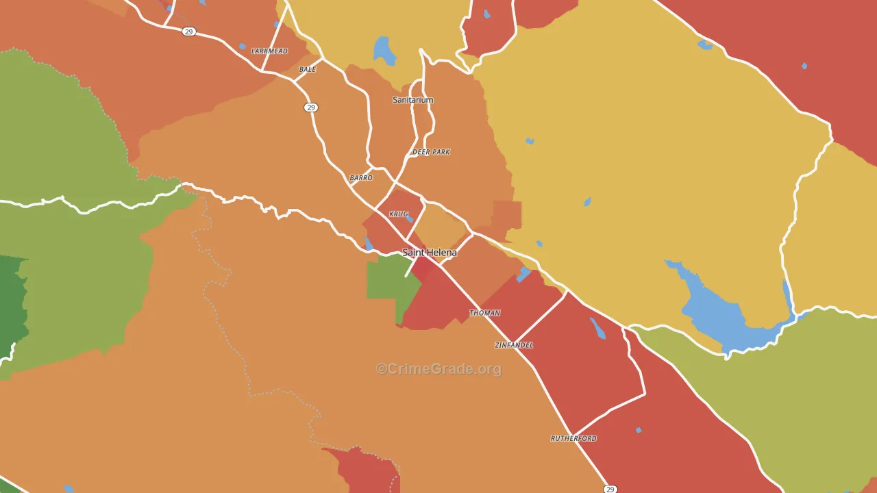 St. Helena, CA Map of Assault Rates