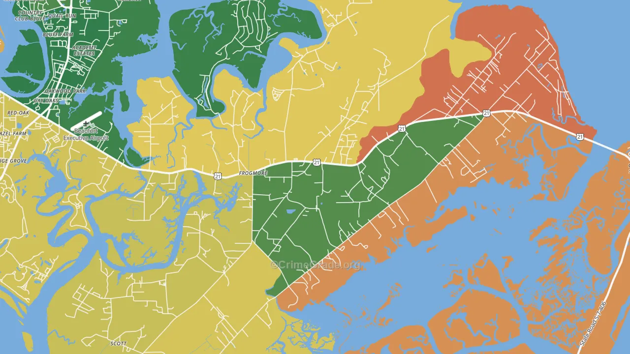 St. Helena Island, SC Map of Assault Rates