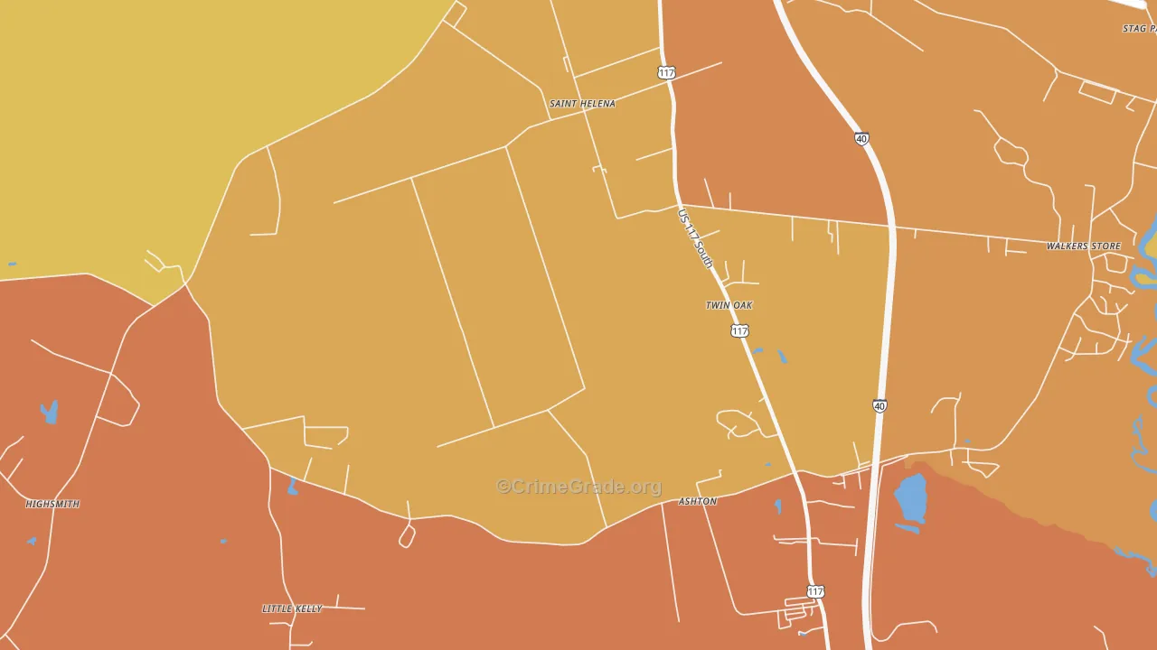 St. Helena, NC Map of Assault Rates