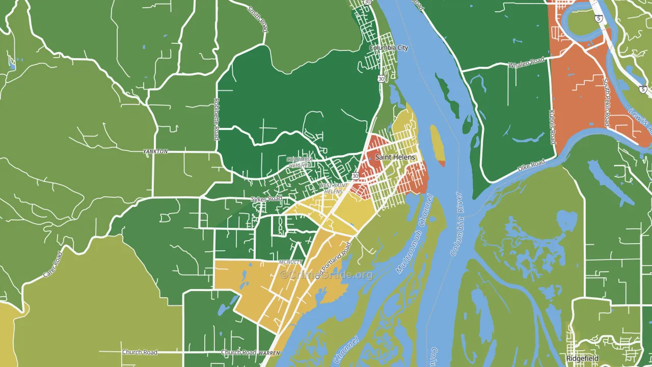 St. Helens, OR Map of Assault Rates