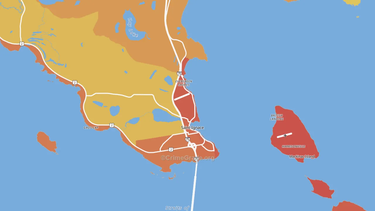 St. Ignace, MI Map of Assault Rates