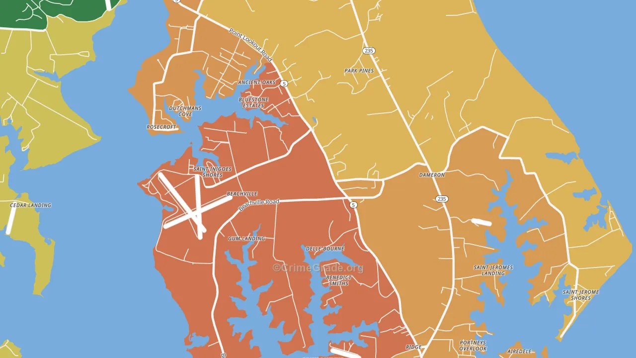 St. Inigoes, MD Map of Assault Rates