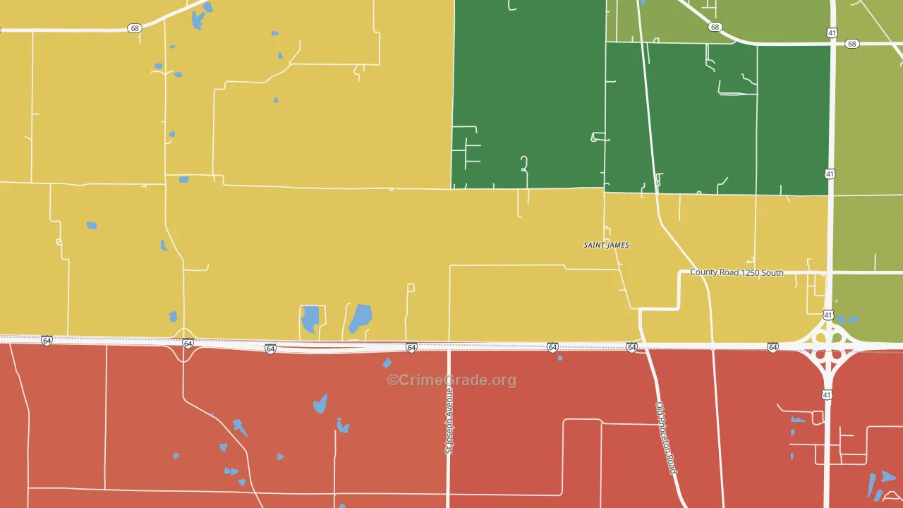 St. James, IN Map of Assault Rates