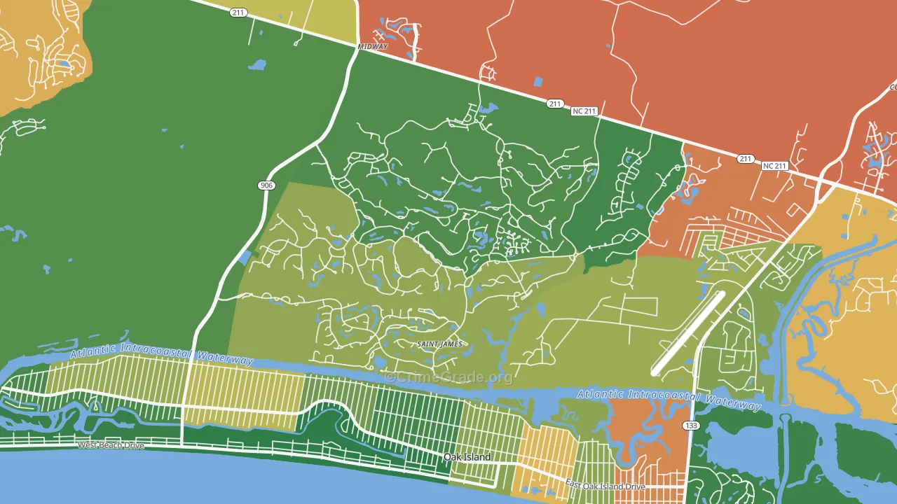 St. James, NC Map of Assault Rates