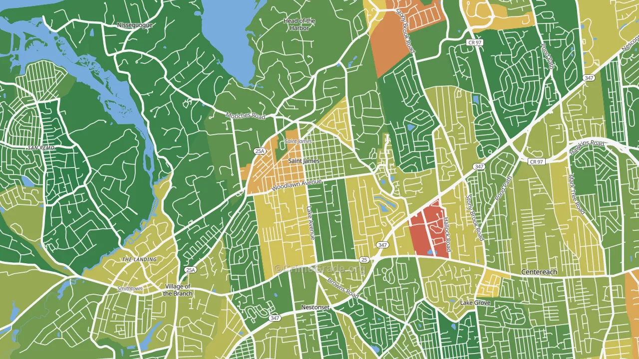 St. James, NY Map of Assault Rates