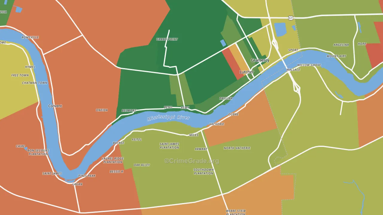 St. James Parish, LA Map of Assault Rates