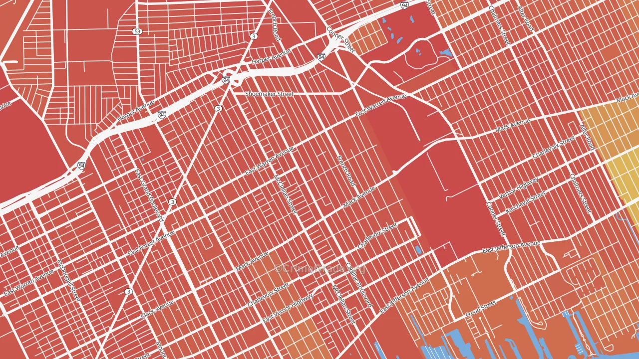 St Jean, Detroit, MI Map of Assault Rates