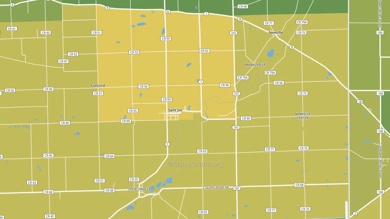 St. Joe, IN Map of Assault Rates