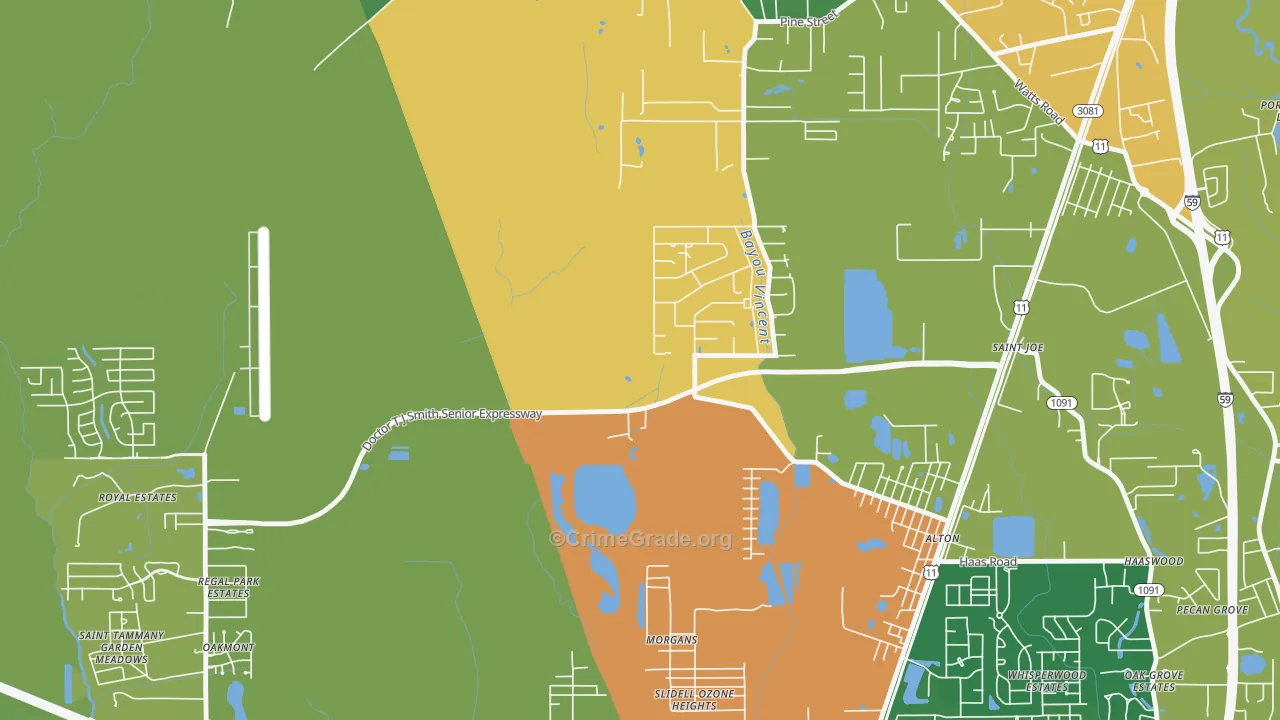 St. Joe, LA Map of Assault Rates
