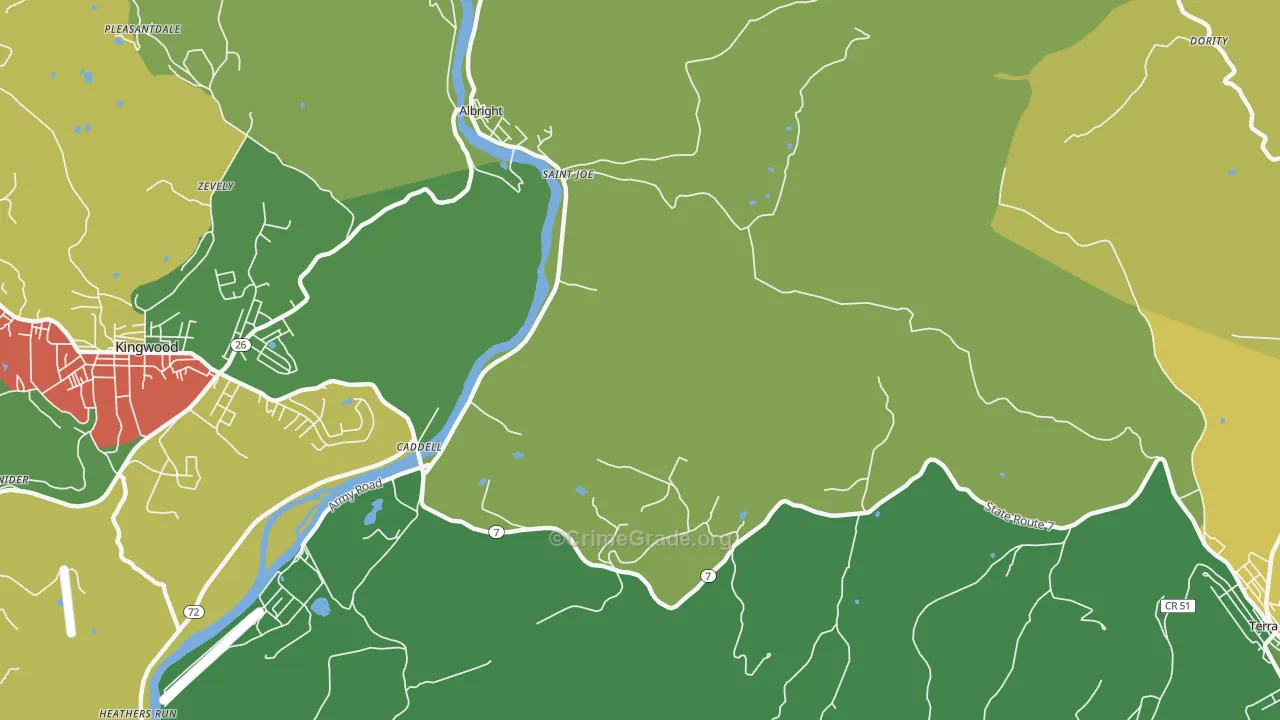 St. Joe, WV Map of Assault Rates
