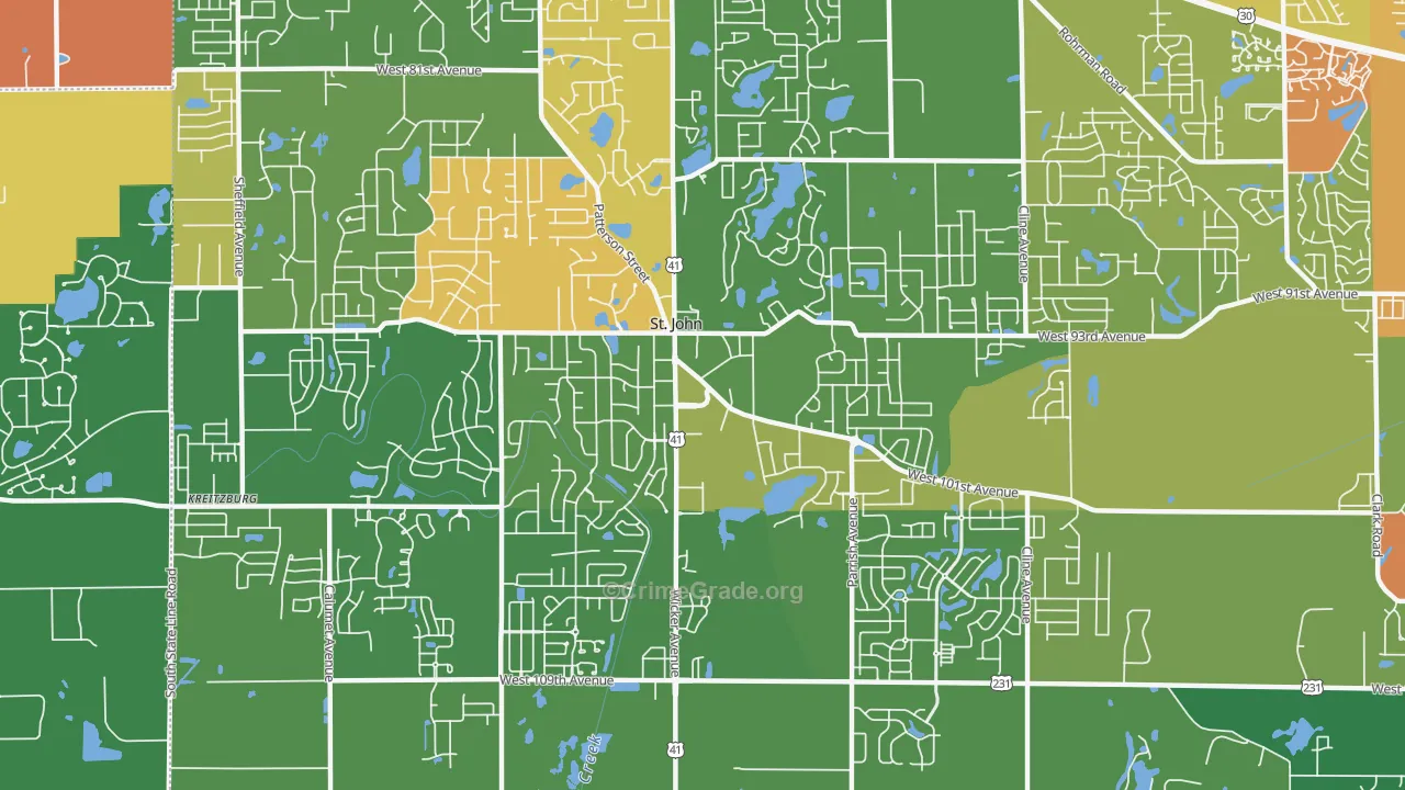 St. John, IN Map of Assault Rates