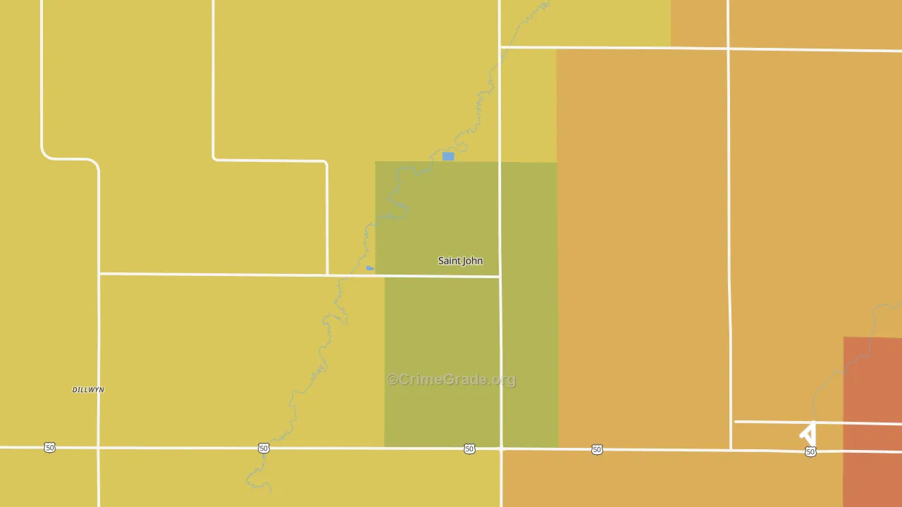 St. John, KS Map of Assault Rates