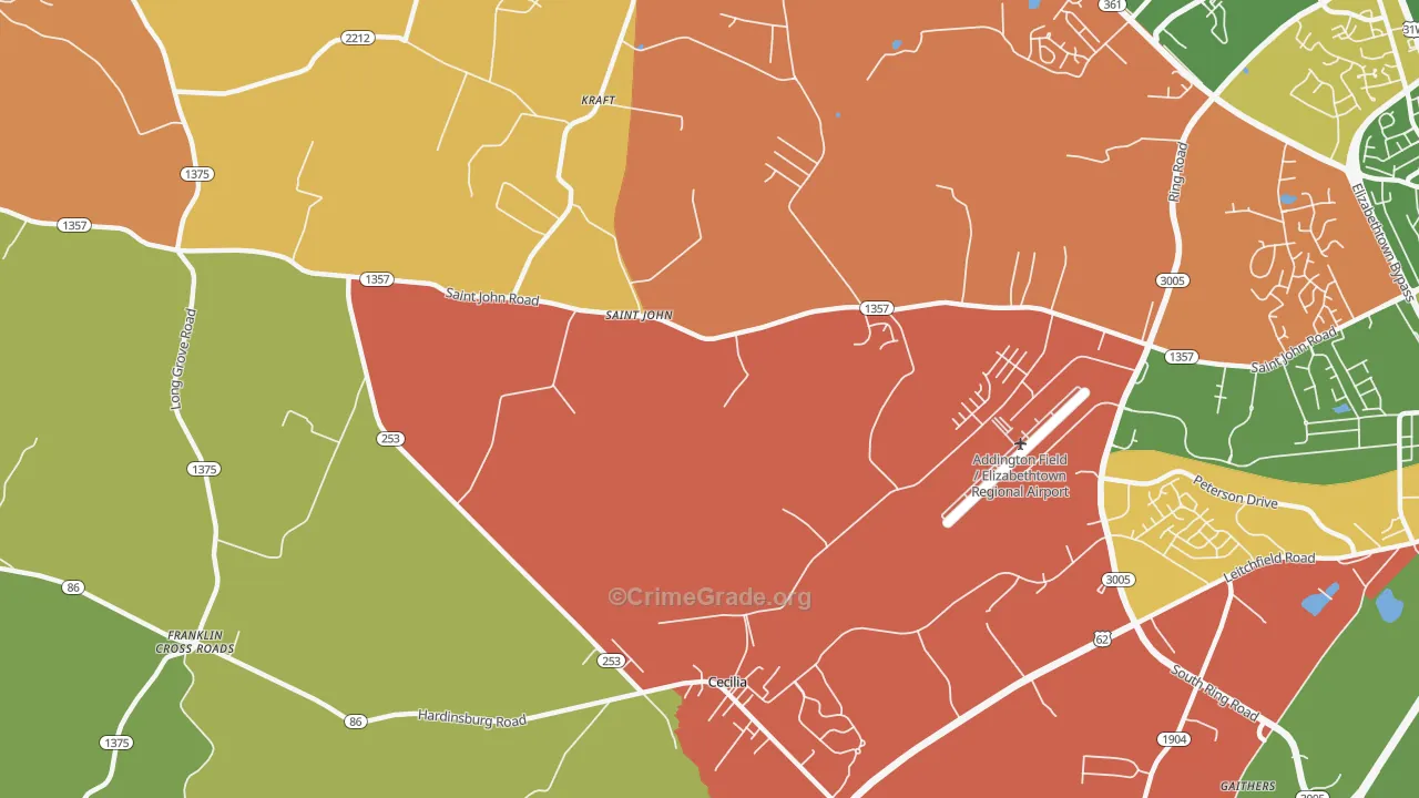St. John, KY Map of Assault Rates