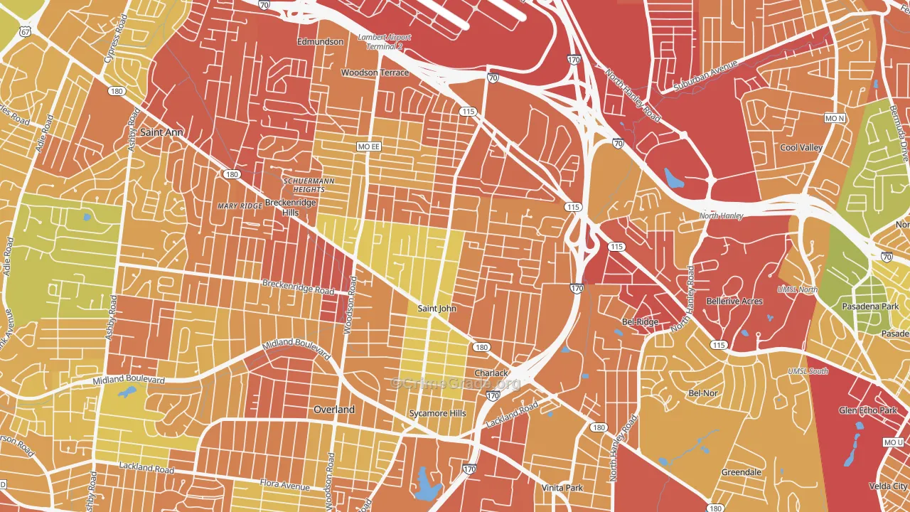St. John, MO Map of Assault Rates