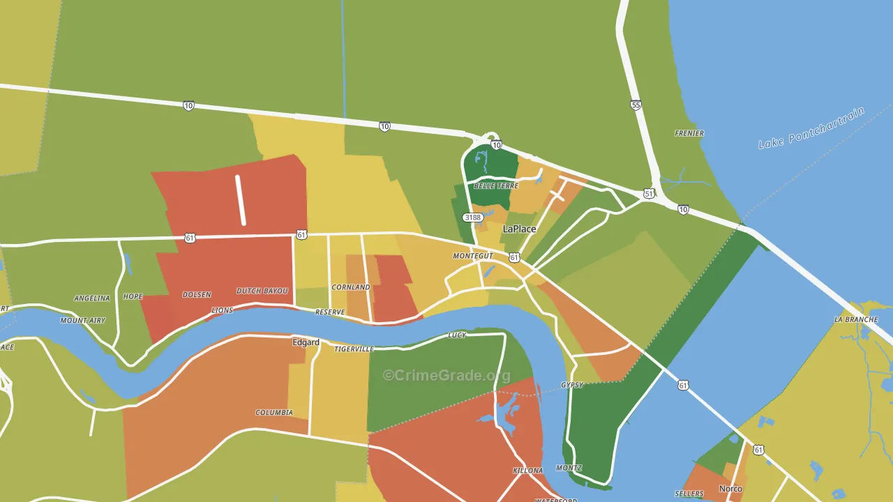 St. John the Baptist Parish, LA Map of Assault Rates