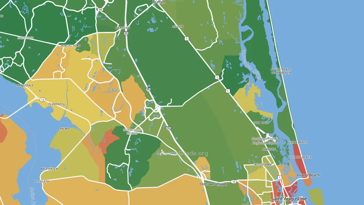 St. Johns County, FL Map of Assault Rates