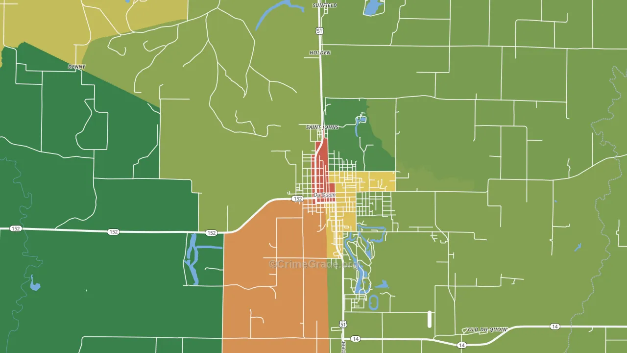 St. Johns, IL Map of Assault Rates