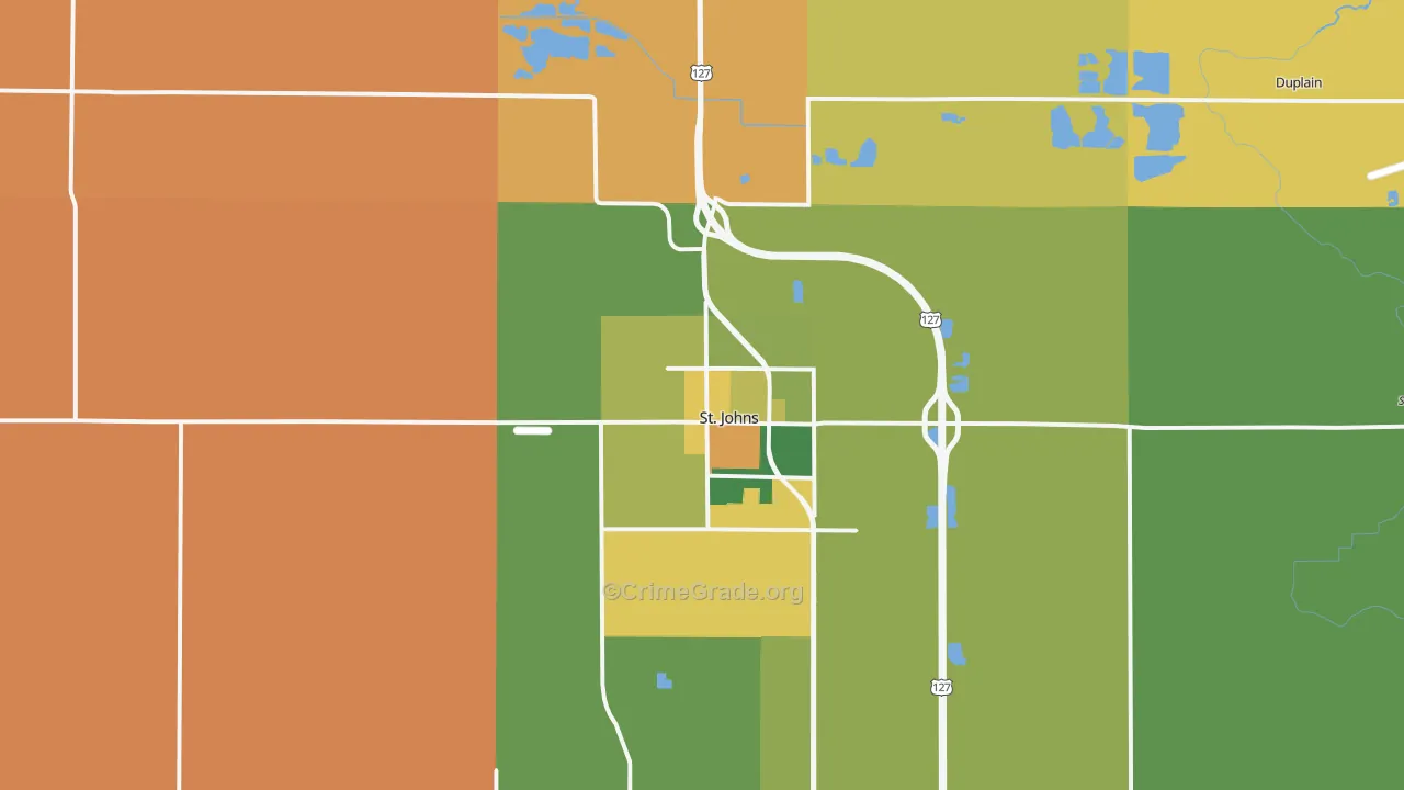 St. Johns, MI Map of Assault Rates