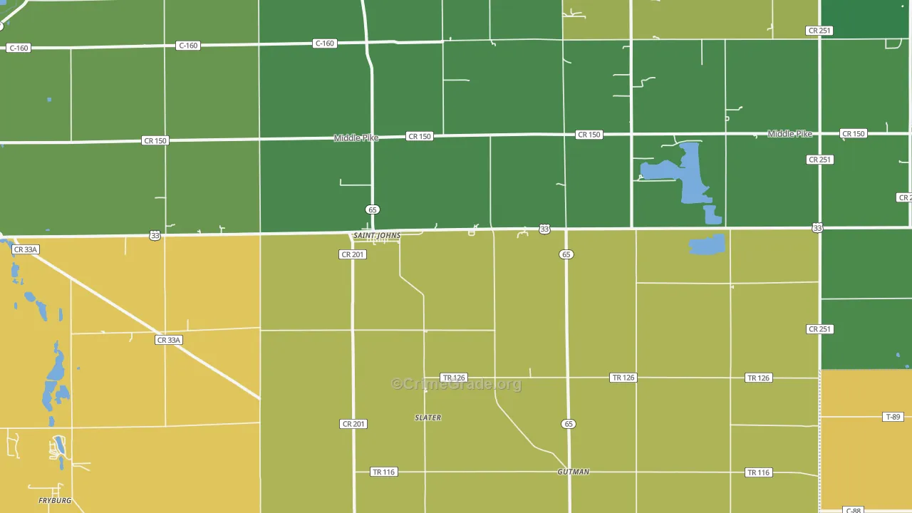 St. Johns, OH Map of Assault Rates