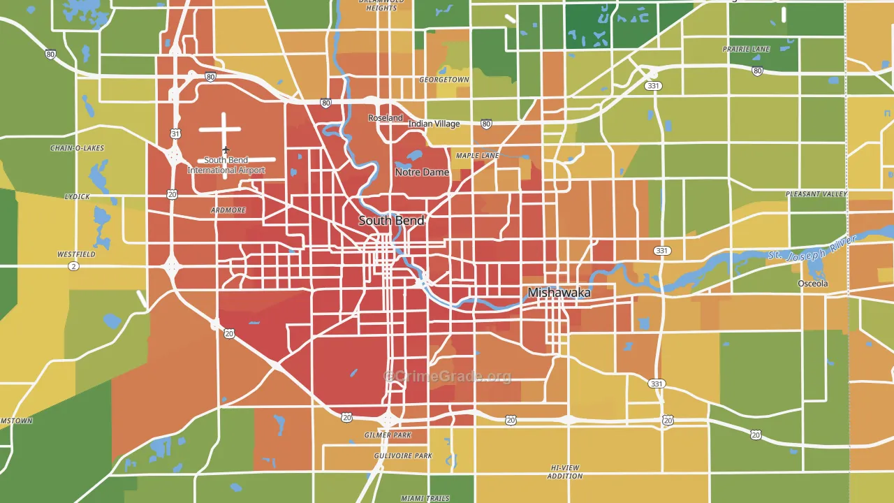 St. Joseph County, IN Map of Assault Rates