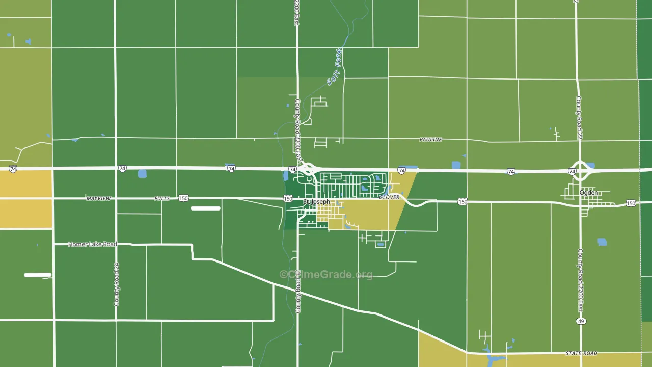 St. Joseph, IL Map of Assault Rates