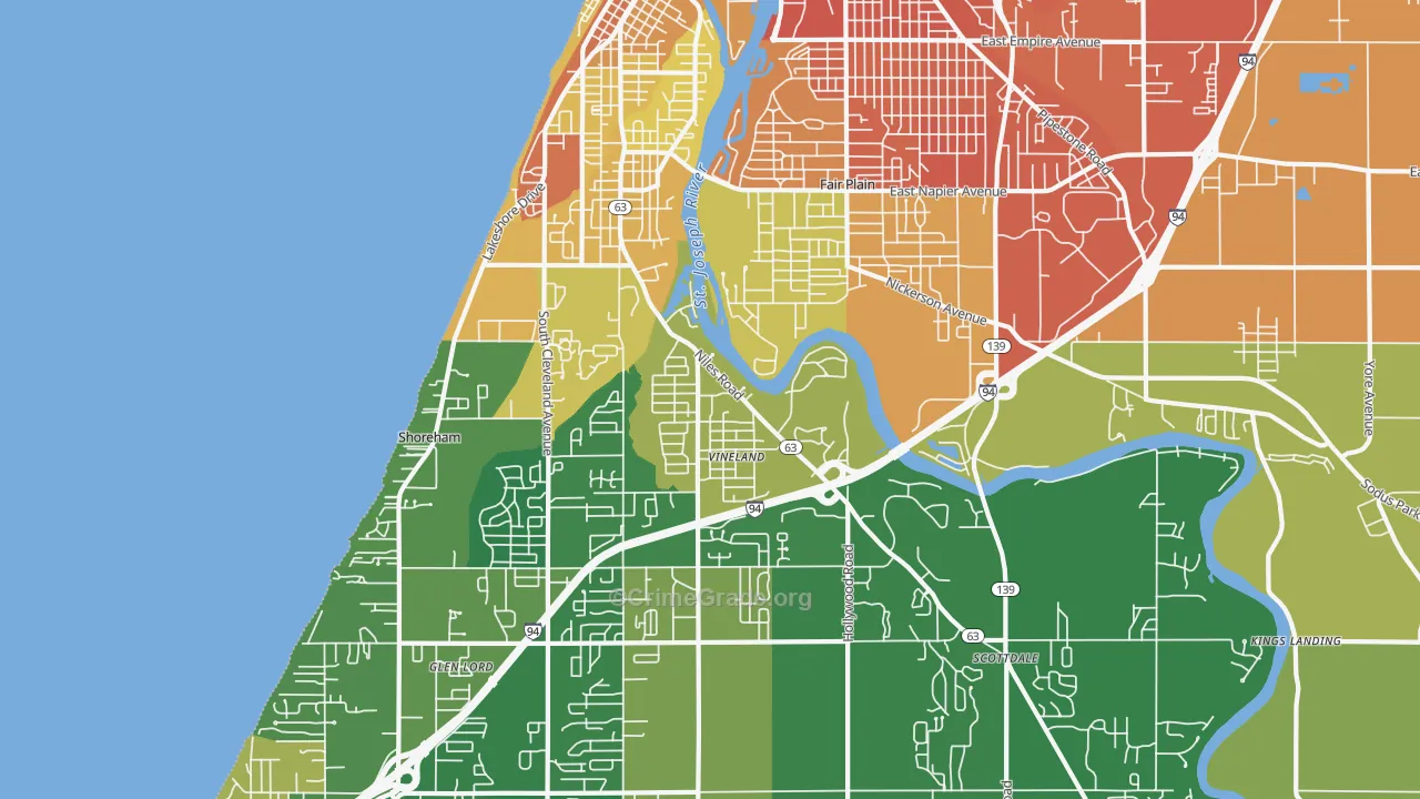 St. Joseph, MI Map of Assault Rates