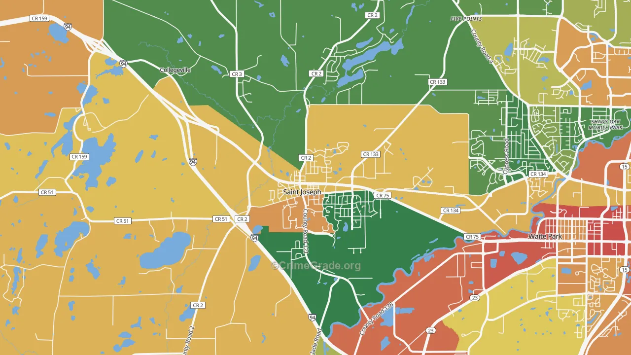 St. Joseph, MN Map of Assault Rates