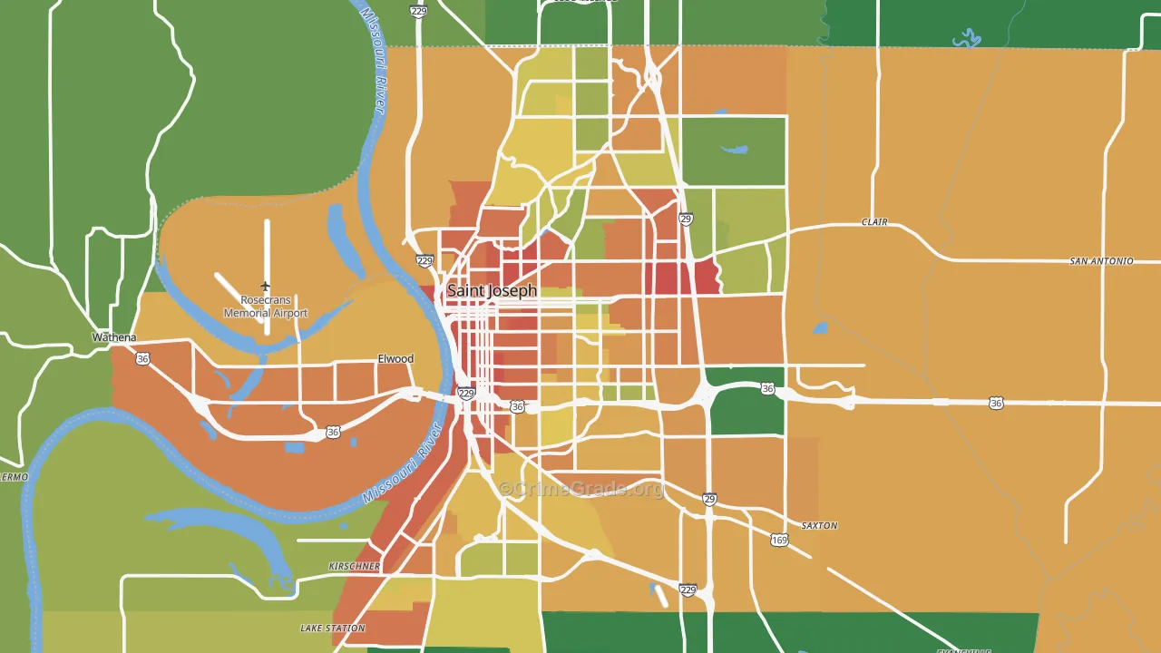 St. Joseph, MO Map of Assault Rates