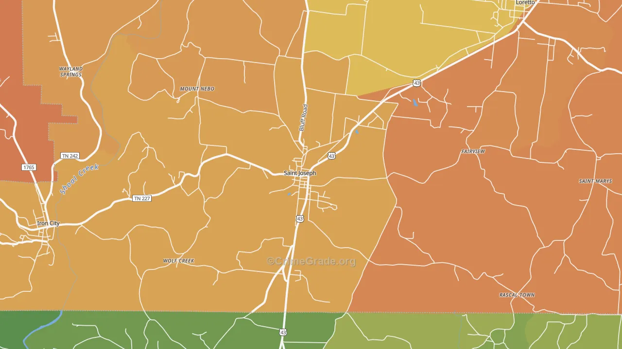 St. Joseph, TN Map of Assault Rates