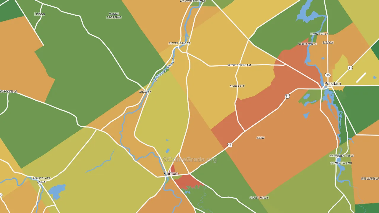 St. Lawrence County, NY Map of Assault Rates